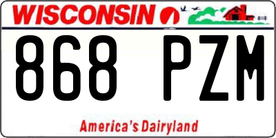WI license plate 868PZM