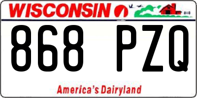 WI license plate 868PZQ
