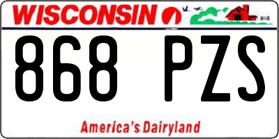WI license plate 868PZS