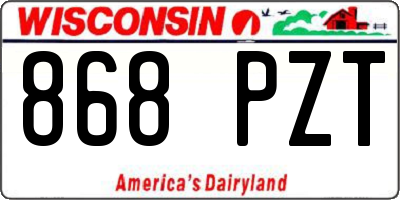 WI license plate 868PZT