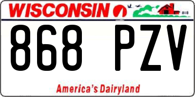 WI license plate 868PZV
