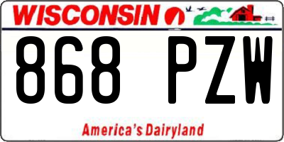 WI license plate 868PZW