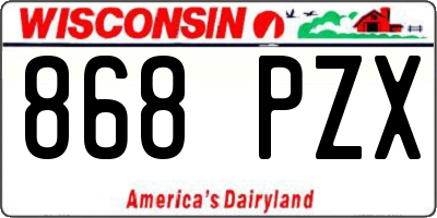 WI license plate 868PZX