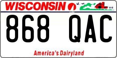 WI license plate 868QAC