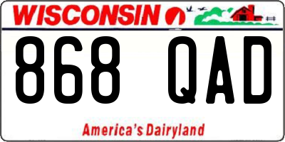 WI license plate 868QAD