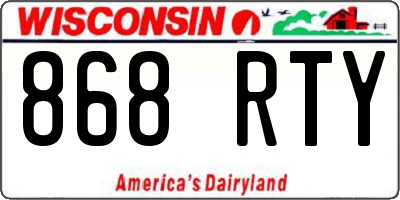 WI license plate 868RTY