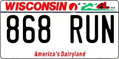 WI license plate 868RUN