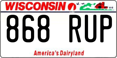 WI license plate 868RUP