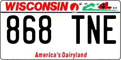 WI license plate 868TNE