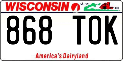 WI license plate 868TOK