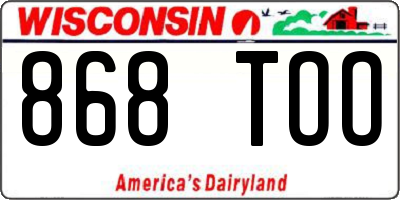 WI license plate 868TOO