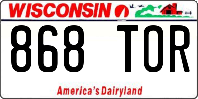 WI license plate 868TOR