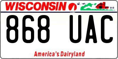 WI license plate 868UAC