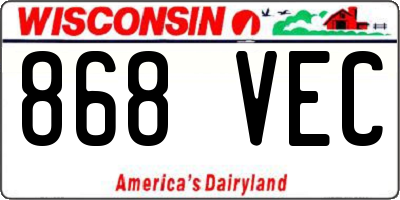 WI license plate 868VEC