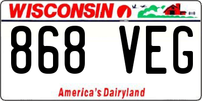 WI license plate 868VEG