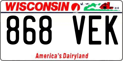 WI license plate 868VEK