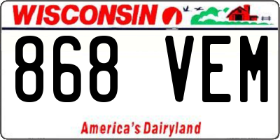 WI license plate 868VEM