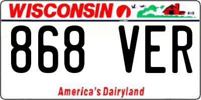 WI license plate 868VER