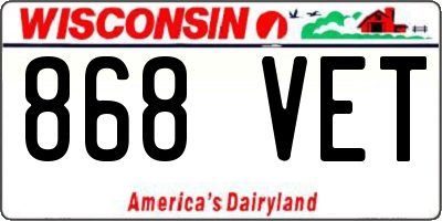 WI license plate 868VET
