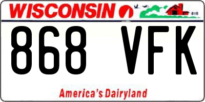 WI license plate 868VFK