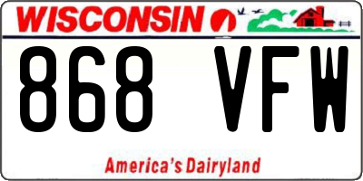 WI license plate 868VFW