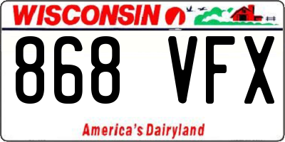 WI license plate 868VFX