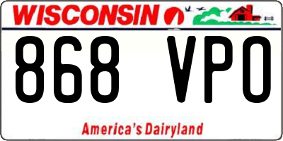WI license plate 868VPO