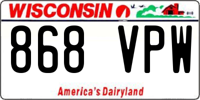 WI license plate 868VPW