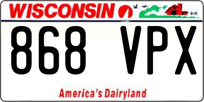 WI license plate 868VPX