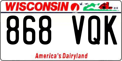 WI license plate 868VQK