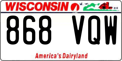WI license plate 868VQW