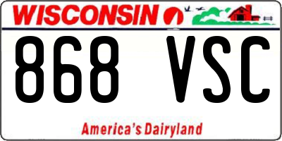 WI license plate 868VSC