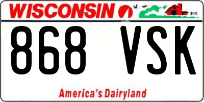 WI license plate 868VSK