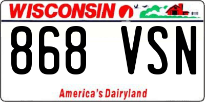WI license plate 868VSN