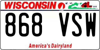 WI license plate 868VSW