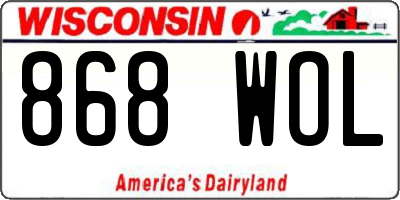 WI license plate 868WOL