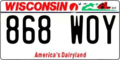 WI license plate 868WOY