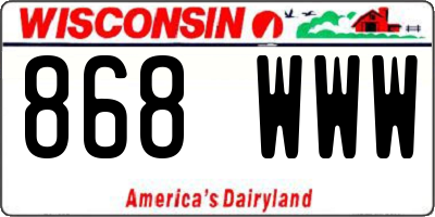 WI license plate 868WWW
