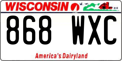 WI license plate 868WXC