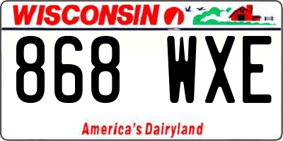 WI license plate 868WXE