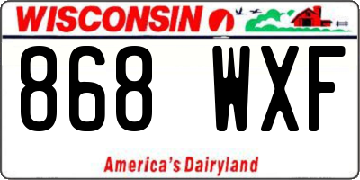 WI license plate 868WXF
