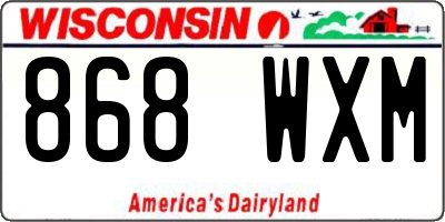 WI license plate 868WXM
