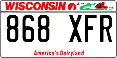 WI license plate 868XFR