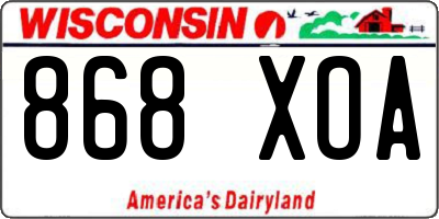 WI license plate 868XOA