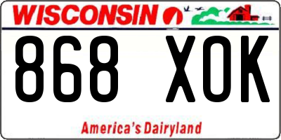 WI license plate 868XOK