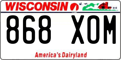 WI license plate 868XOM