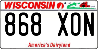 WI license plate 868XON