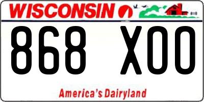 WI license plate 868XOO