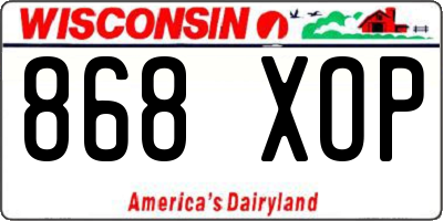 WI license plate 868XOP