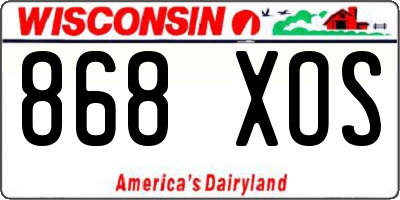 WI license plate 868XOS